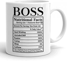 Funny Boss Nutritional Fatcs 11 Ounces Coffee Mug Gift for Boss, Manager, CEO, Leader from Employee Awesome Tea Cup Present to Birthday, Chri цена и информация | Рождественские украшения | kaup24.ee