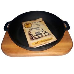Чугунная посуда для выпечки 20x4 см с деревянным поддоном, T1011-01 цена и информация | Формы, посуда для выпечки | kaup24.ee
