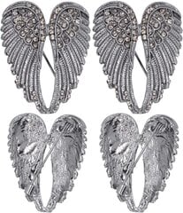 4-pakendis Angel Wings Pin Pross, Unisex Crystal Wings Bling Pin Pross Ripatsi ehteaksessuaar (must) hind ja info | Prossid | kaup24.ee