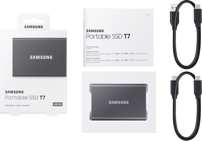 Samsung SSD T7 1TB, Hall (MU-PC1T0T/WW) hind ja info | Välised kõvakettad (SSD, HDD) | kaup24.ee