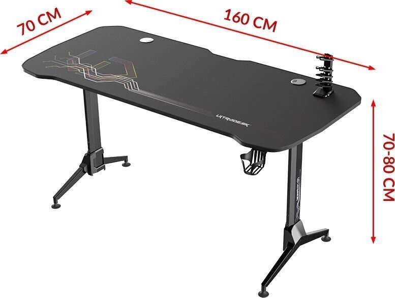 Mängurilaud Ultradesk Grand Black, must/värviline цена и информация | Arvutilauad, kirjutuslauad | kaup24.ee