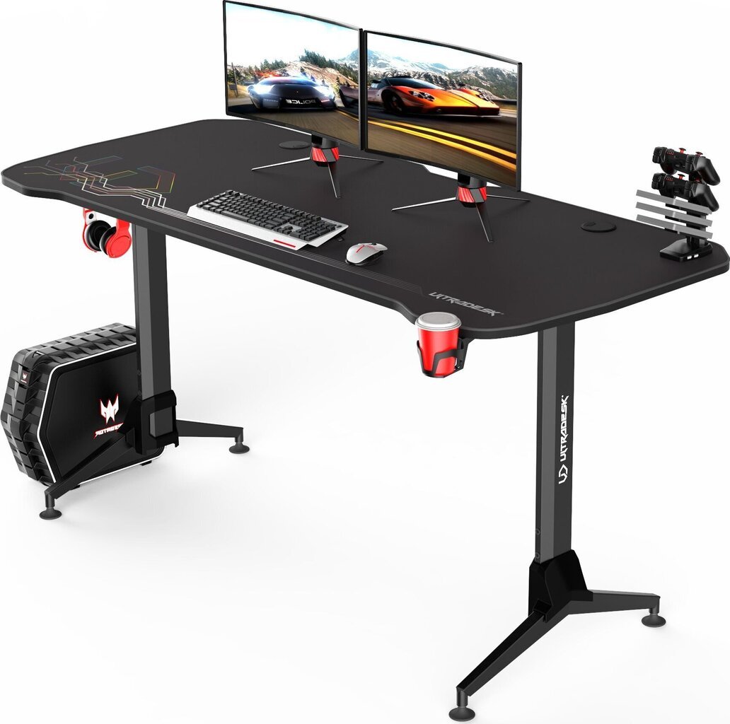 Mängurilaud Ultradesk Grand Black, must/värviline цена и информация | Arvutilauad, kirjutuslauad | kaup24.ee