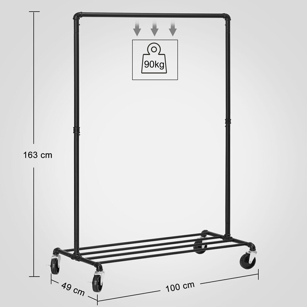 Riidenagi Songmics 100 cm, must цена и информация | Riidestanged ja nagid | kaup24.ee