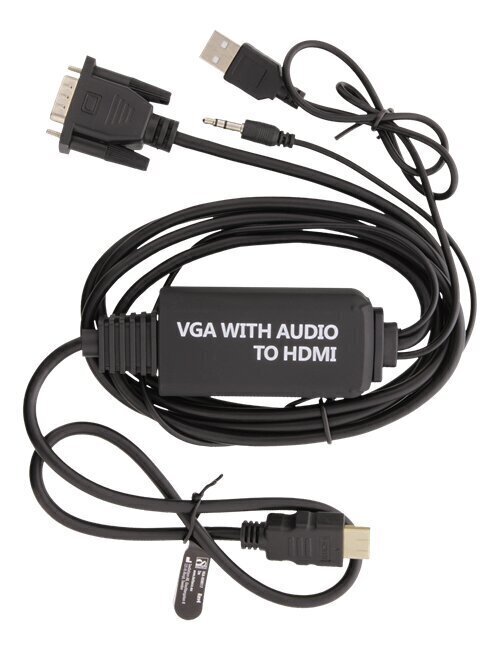 Deltaco VGA-HDMI17, VGA, HDMI, USB, Minijack, 2m hind ja info | Kaablid ja juhtmed | kaup24.ee