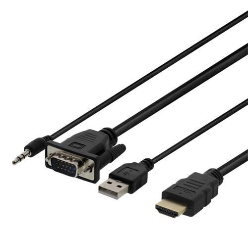 Deltaco VGA-HDMI17, VGA/HDMI/USB-A/Aux 3.5 mm, 2 m цена и информация | Kaablid ja juhtmed | kaup24.ee