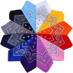 12 tk 12 värvi 54*54cm pakk Bandana Sall Unisex taskurätik, hind ja info | Meeste sallid, mütsid ja kindad | kaup24.ee