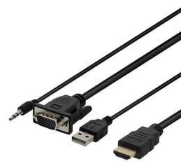 Deltaco VGA-HDMI16, VGA/HDMI/Aux 3.5 mm/USB-A, 1 m hind ja info | Kaablid ja juhtmed | kaup24.ee