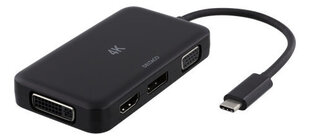 Deltaco USBC-MULTI, USB-C, HDMI, DisplayPort, DVI, VGA hind ja info | Kaablid ja juhtmed | kaup24.ee