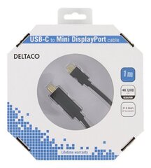 Deltaco USBC-DP102-K, USB-C, Mini DisplayPort, 1m hind ja info | Kaablid ja juhtmed | kaup24.ee