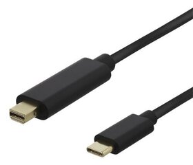 Deltaco USBC-DP102-K, USB-C, Mini DisplayPort, 1m hind ja info | Kaablid ja juhtmed | kaup24.ee