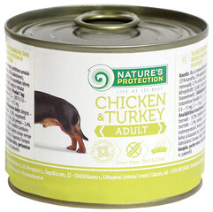 Nature's Protection Adult Chicken & Turkey konserv koertele kana ja kalkuniga, 200g hind ja info | NATURE'S PROTECTION Lemmikloomatarbed | kaup24.ee