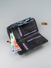 Naiste rahakott naturaalsest nahast Rovicky, must hind ja info | Naiste rahakotid | kaup24.ee