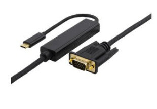 Deltaco USBC-1088-K, USB-C, VGA, DisplayPort, 3m hind ja info | Kaablid ja juhtmed | kaup24.ee