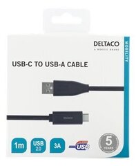 Deltaco USBC-1004M, USB-C/USB-A, 1 m цена и информация | Кабели и провода | kaup24.ee