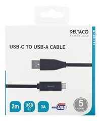 Deltaco USBC-1006M, USB-C/USB-A, 2 м цена и информация | Кабели и провода | kaup24.ee