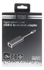 Deltaco USBC-GIGA5, USB-C/RJ45, 0.06 м цена и информация | Адаптеры и USB-hub | kaup24.ee