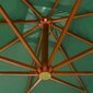 Rippuv päikesevari, 300x300cm, puidust vars, roheline hind ja info | Päikesevarjud, markiisid ja alused | kaup24.ee