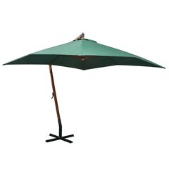 Подвесной зонт от солнца, 300x300см, деревянная рукоятка, зеленый цена и информация | Зонты, маркизы, стойки | kaup24.ee