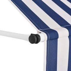 Käsitsi väljatõmmatav markiis, 350cm, sinise/valge triibuline hind ja info | Päikesevarjud, markiisid ja alused | kaup24.ee