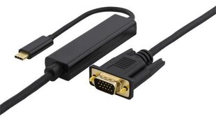 Deltaco USBC-1087-K, USB-C, VGA, DisplayPort, 2m hind ja info | Kaablid ja juhtmed | kaup24.ee