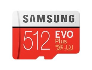 Samsung EVO PLUS 512 ГБ MicroSD с адаптером (MB-MC512HA / EU) цена и информация | Карты памяти для фотоаппаратов, камер | kaup24.ee