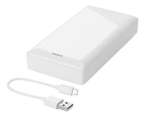 Akupank Deltaco 20000mAh, 2xUSB-A, LED, valge цена и информация | Зарядные устройства Power bank | kaup24.ee