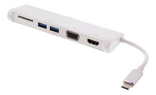 USB jaotur Deltaco USBC-HUB100, USB C - USB A/VGA/HDMI/SD hind ja info | USB jagajad, adapterid | kaup24.ee