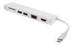 USB jaotur Deltaco USBC-HUB100, USB C - USB A/VGA/HDMI/SD