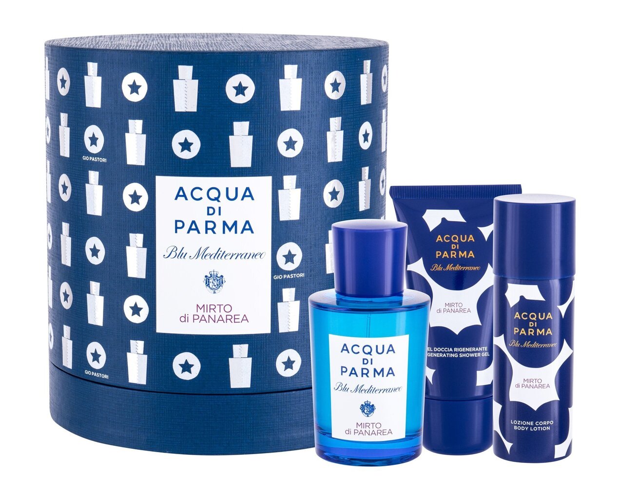 Kosmeetikatoodete komplekt Acqua di Parma Blu Mediterraneo Mirto di Panarea: tualettvesi EDT naistele/meestele75 ml + dušigeel 40 ml + ihupiim 50 ml hind ja info | Naiste parfüümid | kaup24.ee
