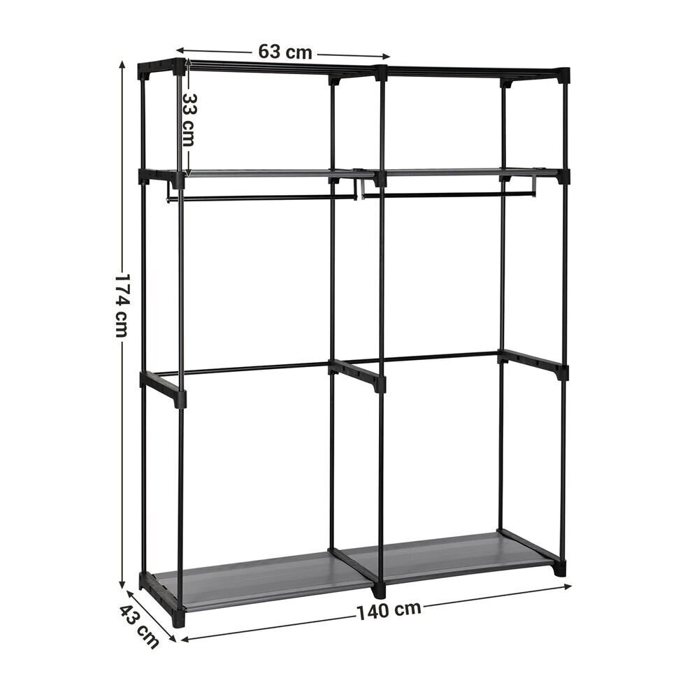 Tekstiilist riidekapp Songmics 174 cm, must hind ja info | Kapid | kaup24.ee