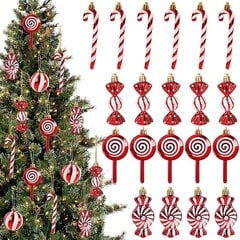 6 tk Red Candy Crutch Lollipop Xmas Tree rippuvad ehted 2024 uusaasta kingitus kodukaunistus 2023 hind ja info | Jõulukaunistused | kaup24.ee