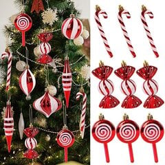 6 tk Red Candy Crutch Lollipop Xmas Tree rippuvad ehted 2024 uusaasta kingitus kodukaunistus 2023 hind ja info | Jõulukaunistused | kaup24.ee