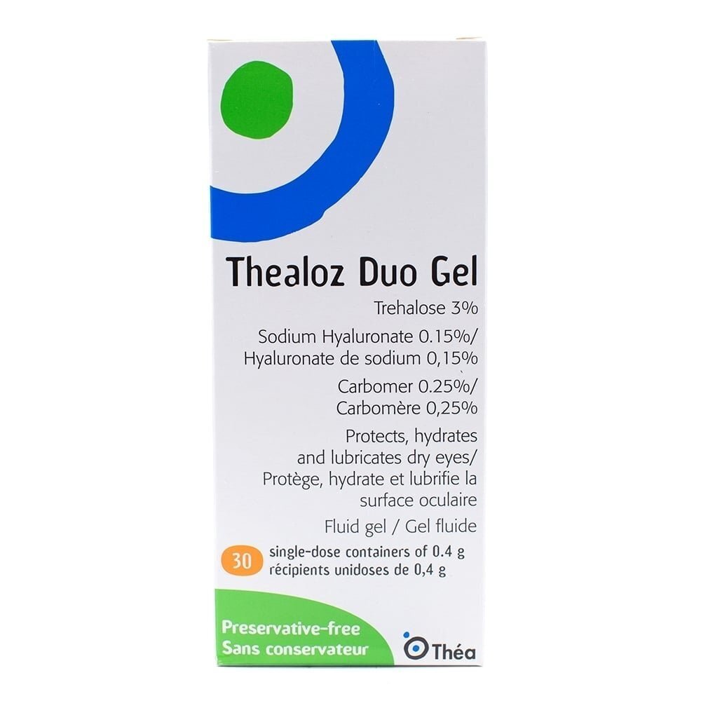 Thealoz Duo Gel 30 UD silmatilgad mõõduka ja tugeva silmakuivuse korral hind ja info | Silmatilgad | kaup24.ee