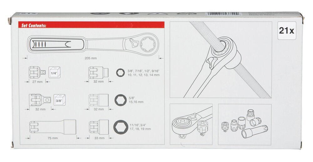 Padrunvõtmete komplekt Makita B-65604, 21 tk цена и информация | Käsitööriistad | kaup24.ee