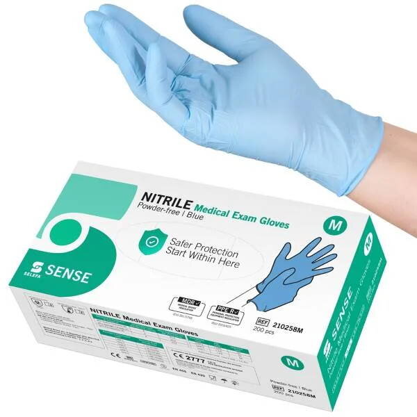 Nitriilkindad Selefa Nitrile Medical Exam Gloves Powder-Free Blue M, 200 tk hind ja info | Esmaabi | kaup24.ee