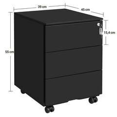 Kapp ratastega Songmics 55 cm, must hind ja info | Elutoa väikesed kapid | kaup24.ee