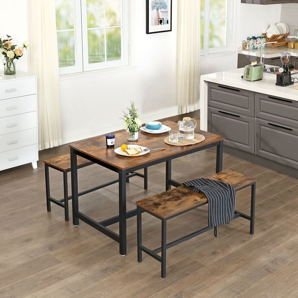 2-söögitooli komplekt Songmics 108 cm, pruun/must hind ja info | Söögilaua toolid, köögitoolid | kaup24.ee
