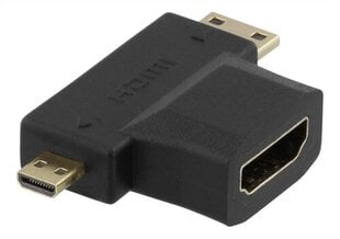 Adapter Deltaco HDMI-22G, HDMI-M/miniHDMI-F/microHDMI-F цена и информация | Адаптеры и USB-hub | kaup24.ee