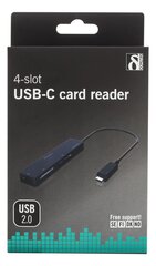 Устройство чтения карт Deltaco UCR-154, USB-C, SD, Micro SD, M2 цена и информация | Адаптеры и USB-hub | kaup24.ee