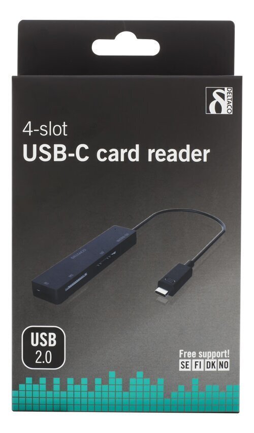 Kaardilugeja Deltaco UCR-154, USB-C, SD, Micro SD, M2 hind ja info | USB jagajad, adapterid | kaup24.ee