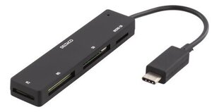 Устройство чтения карт Deltaco UCR-154, USB-C, SD, Micro SD, M2 цена и информация | Адаптеры и USB-hub | kaup24.ee