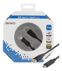 Deltaco USBC-1003-K, USB 2.0 "C-A", 0.5м цена и информация | Кабели для телефонов | kaup24.ee