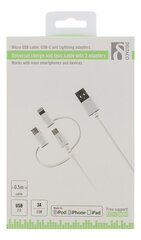 Deltaco IPLH-180, USB-C, Micro USB, Lightning , 0.5м цена и информация | Borofone 43757-uniw | kaup24.ee