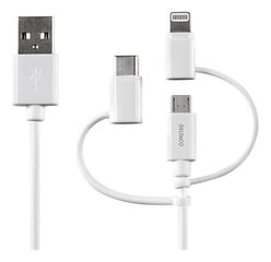 Deltaco IPLH-180, USB-C, Micro USB, Lightning , 0.5m hind ja info | Mobiiltelefonide kaablid | kaup24.ee
