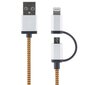 Streetz USB-microUSB+Lightning, 1.0m, oranž / IPLH-241 цена и информация | Mobiiltelefonide kaablid | kaup24.ee