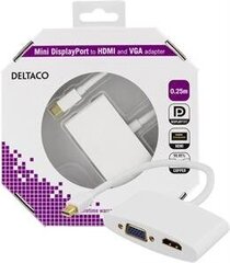 Adapter Deltaco DP-HDMIVGA1-K mini DisplayPort - HDMI and VGA цена и информация | Адаптер Aten Video Splitter 2 port 450MHz | kaup24.ee