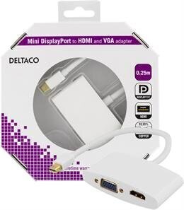 Adapter Deltaco DP-HDMIVGA1-K mini DisplayPort - HDMI and VGA цена и информация | USB jagajad, adapterid | kaup24.ee