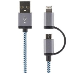 Streetz USB-microUSB+Lightning, 1.0m, sinine / IPLH-242 hind ja info | Mobiiltelefonide kaablid | kaup24.ee