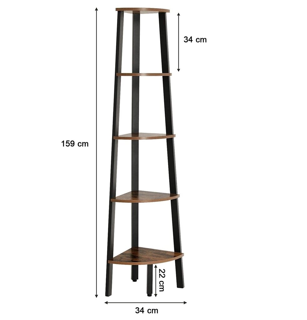 Nurgariiul Songmics 159 cm, pruun/must hind ja info | Riiulid | kaup24.ee