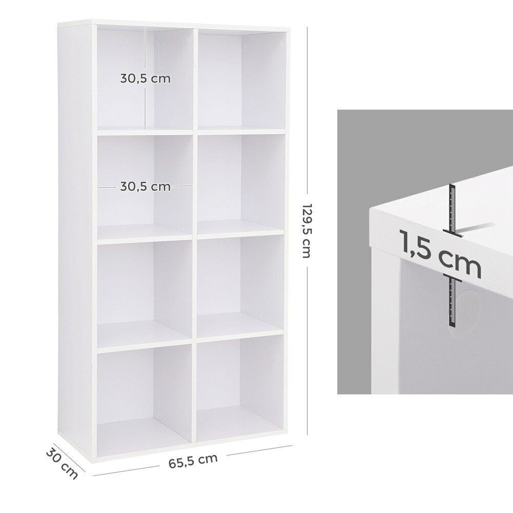 Eraldiseisev riiul Songmics 129,5x65,5 cm, valge цена и информация | Riiulid | kaup24.ee